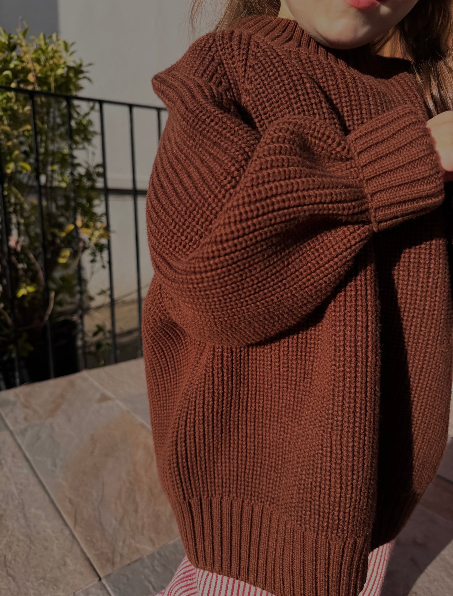 Brown Knit Cotton Jumper